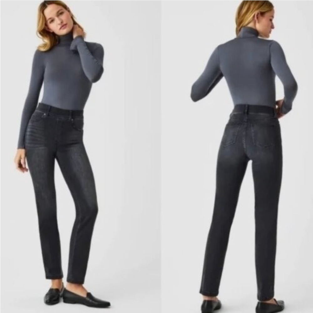 SPANX Pull On Straight Leg Vintage Black Jeans